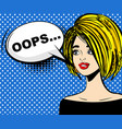 Surprised blonde pop art oops vector image