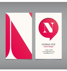 Business card template letter N vector image