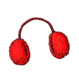 Bright red fluffy fur ear muffs Bright red fluffy fur ear muffs vector image