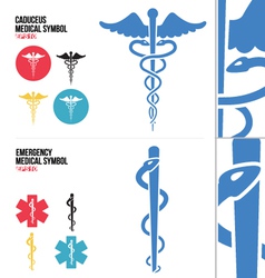 Caduceus Medical and Emergency Medical Symbols vector image