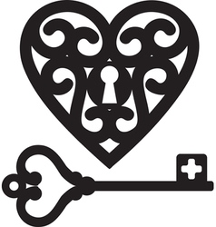 Heart and skeleton key vector image
