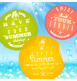 Stickers with summer vacation and travel emblems vector image
