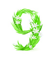 Grass letters number 9 vector image