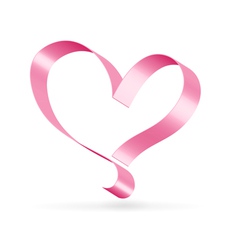Pink ribbon heart symbol vector image