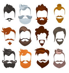Set of men cartoon hairstyles with beards and Set of men cartoon hairstyles with beards and vector image