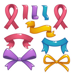 Cartoon shine and glossy bows flags and ribbons Cartoon shine and glossy bows flags and ribbons vector image