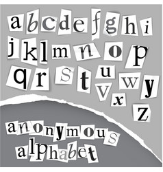 Anonymous alphabet made from newspapers vector image