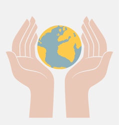 Earth protected by hands vector image