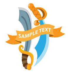 Pirate sword with ribbon banner cold medieval Pirate sword with ribbon banner cold medieval vector image