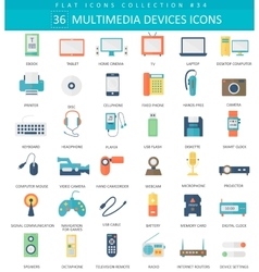 Multimedia devices flat icon set Elegant Multimedia devices flat icon set Elegant vector image