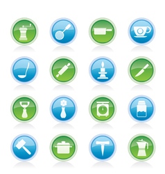 Kitchen and household tools icons vector image