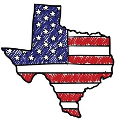 Doodle americana flag texas overlay vector image