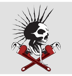 Skull pipe wrench vector image