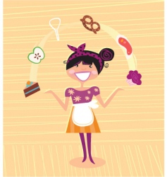 Mother kitchen super hero vector image