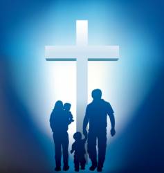 Christian family silhouette vector image