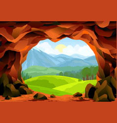 Cave landscape summer nature scene Royalty Free Vector Image