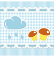 Checked background with mushroom and sun shower vector image
