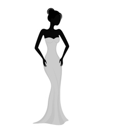 Silhouette of a girl in white evening dress vector image
