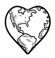 Doodle earth day heart vector image