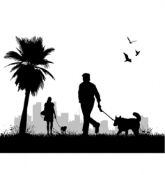 People walking dogs vector image