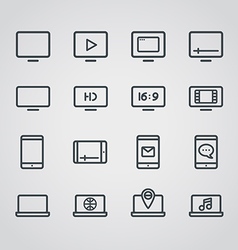 Modern media web silhouettes collection Multimedia Modern media web silhouettes collection Multimedia vector image
