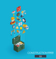 Construction integrated 3d web icons growth and Construction integrated 3d web icons growth and vector image