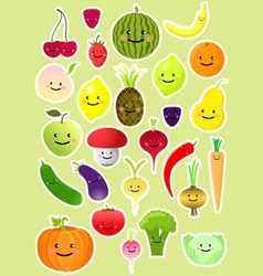 Collection of funny vegetables and fruit vector image