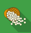 Basket with golf balls icon in flat style isolated vector image