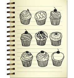 Muffin doodle vector image