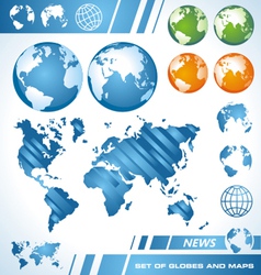 World maps and globes vector image