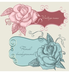 Vintage roses frame vector image
