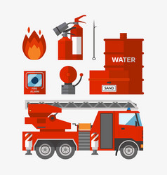 Fire safety equipment emergency tools firefighter vector image