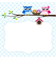 Owl family at tree spring vector image