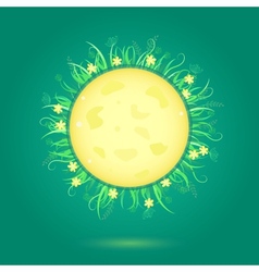 Yellow Moon and Floral Frame vector image