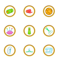 Dressmaking icons set cartoon style vector image