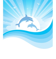 Dolphins in blue sea vector image