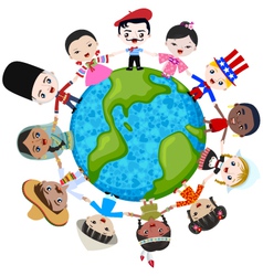 Earth multicultural children vector image