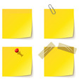 Yellow notice papers isolated on white vector image