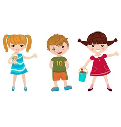 Three happy kids vector image