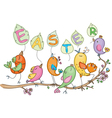 Cute singing birds vector image