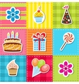 Patchwork with birthday party elements vector image