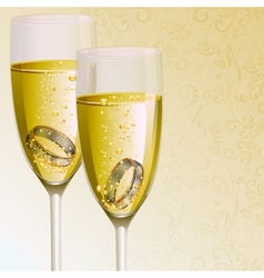 Engagement Ring with Champagne Glass vector image