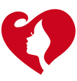 Female silhouette red heart Female silhouette red heart vector image