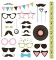 Set of retro disco party elements Mustaches and vector image