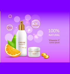 Natural cream with vitamin c in glossy tube Natural cream with vitamin c in glossy tube vector image