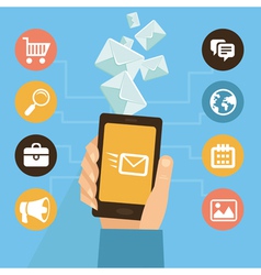 Mobile app - email marketing and promotion vector image