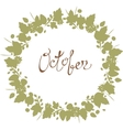 October lettering in a frame of leaves autumn vector image