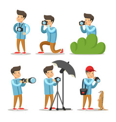 Photographer cartoon character set Photographer cartoon character set vector image