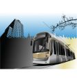 Tram and city vector image