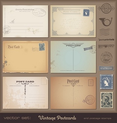 Vintage postcards vector image